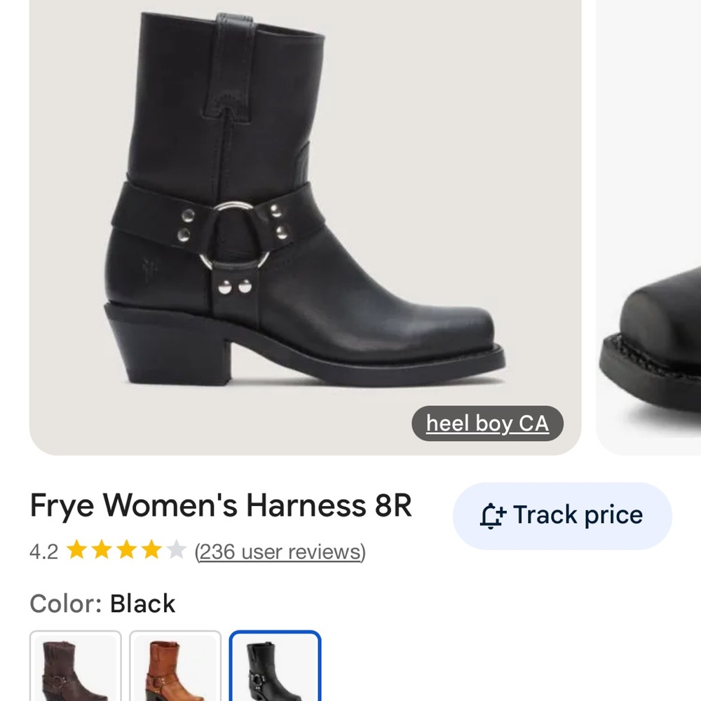Frye Black Leather Harness Boots